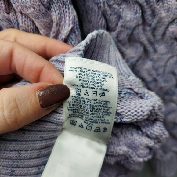 Lands End Womens Drifter Cable Knit Sweater XS Light Purple 100% Cotton Long Sle - Picture 4 of 5